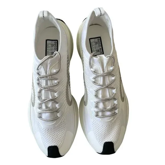 Gucci Run Sneaker Interlocking G White Technical Knit 680893 Men's 12.5 US 13